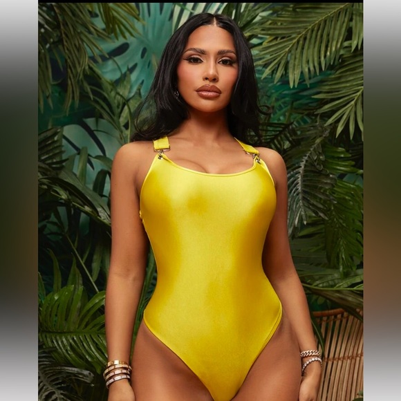 Solid Form Yellow Fitted Tank Bodysuit - Picture 1 of 3